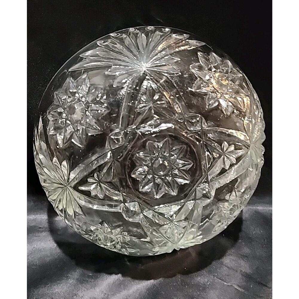 Vintage Anchor Hocking Star Of David Press Cut Glass Candy Dish w/ lid 7" Round - Picture 6 of 10